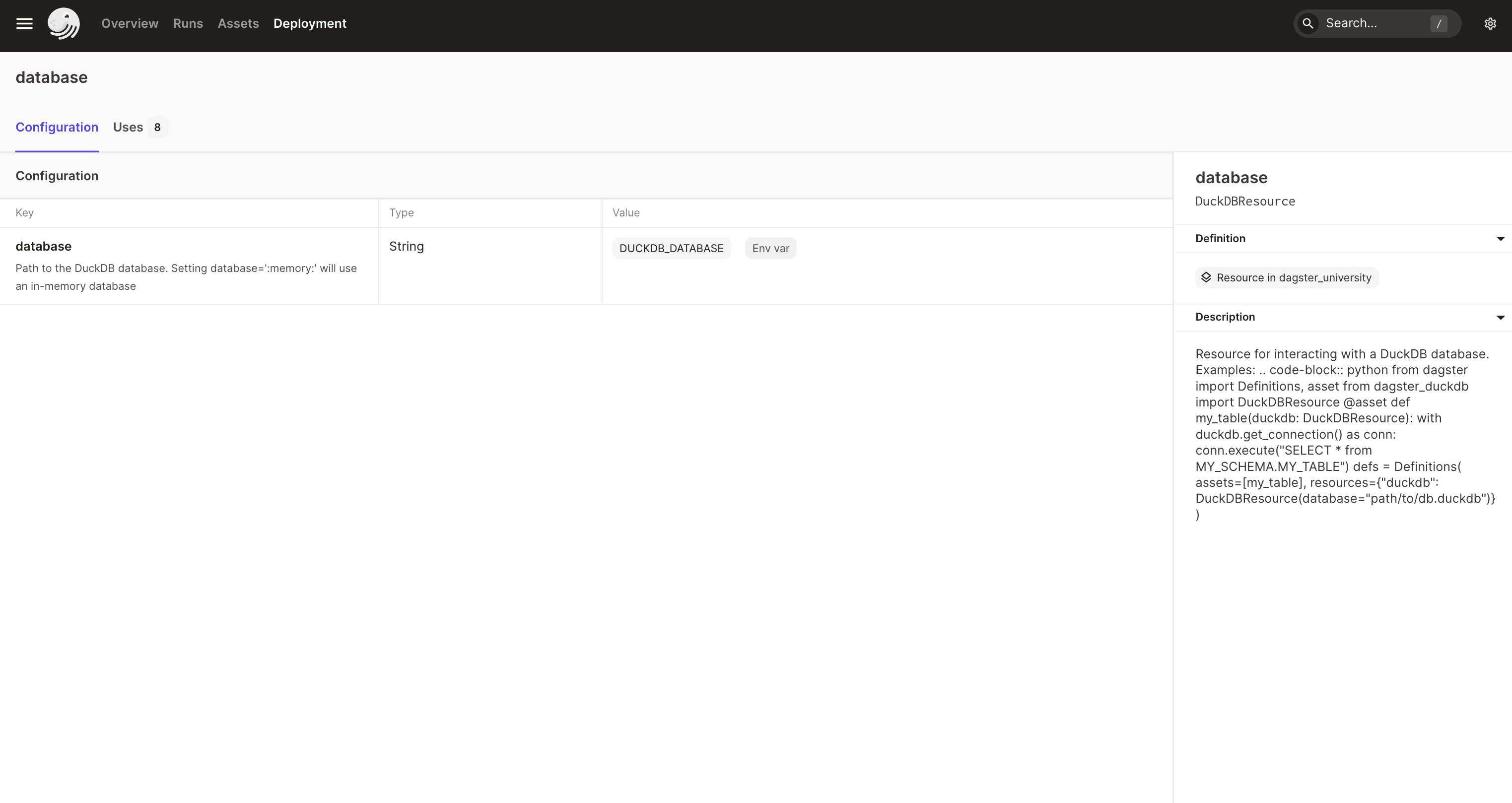 UI Resource details - Configuration tab